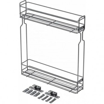 Двухуровневая боковая корзина GTV в модуль 200 мм, без направляющих, с крепежом, антрацит Двухуровневая боковая корзина GTV в модуль 200 мм, без направляющих, с крепежом, антрацит