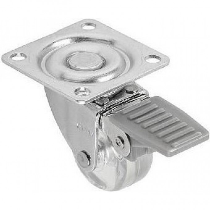 Колесо поворотное GTV KM-AH35MM-00, D-35мм прозрачное со стопором, нагрузка 25кг (комплект 4 шт) KM-AH35MM-00-K