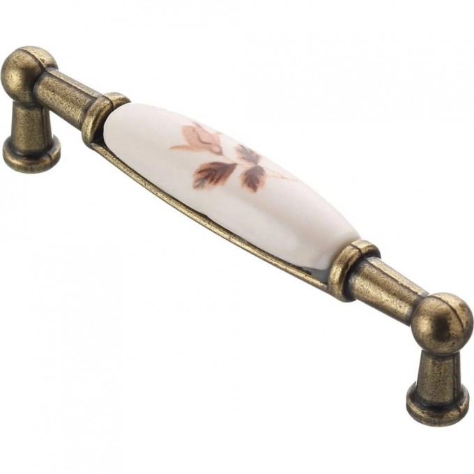 Мебельная фарфоровая ручка старое золото/коричневый цветок GTV UP-WP0728-BB